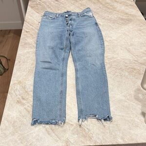 Agolde Light Blue Distressed Ankle Jeans